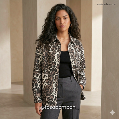 Camisa Animal Print Beige Unitalla