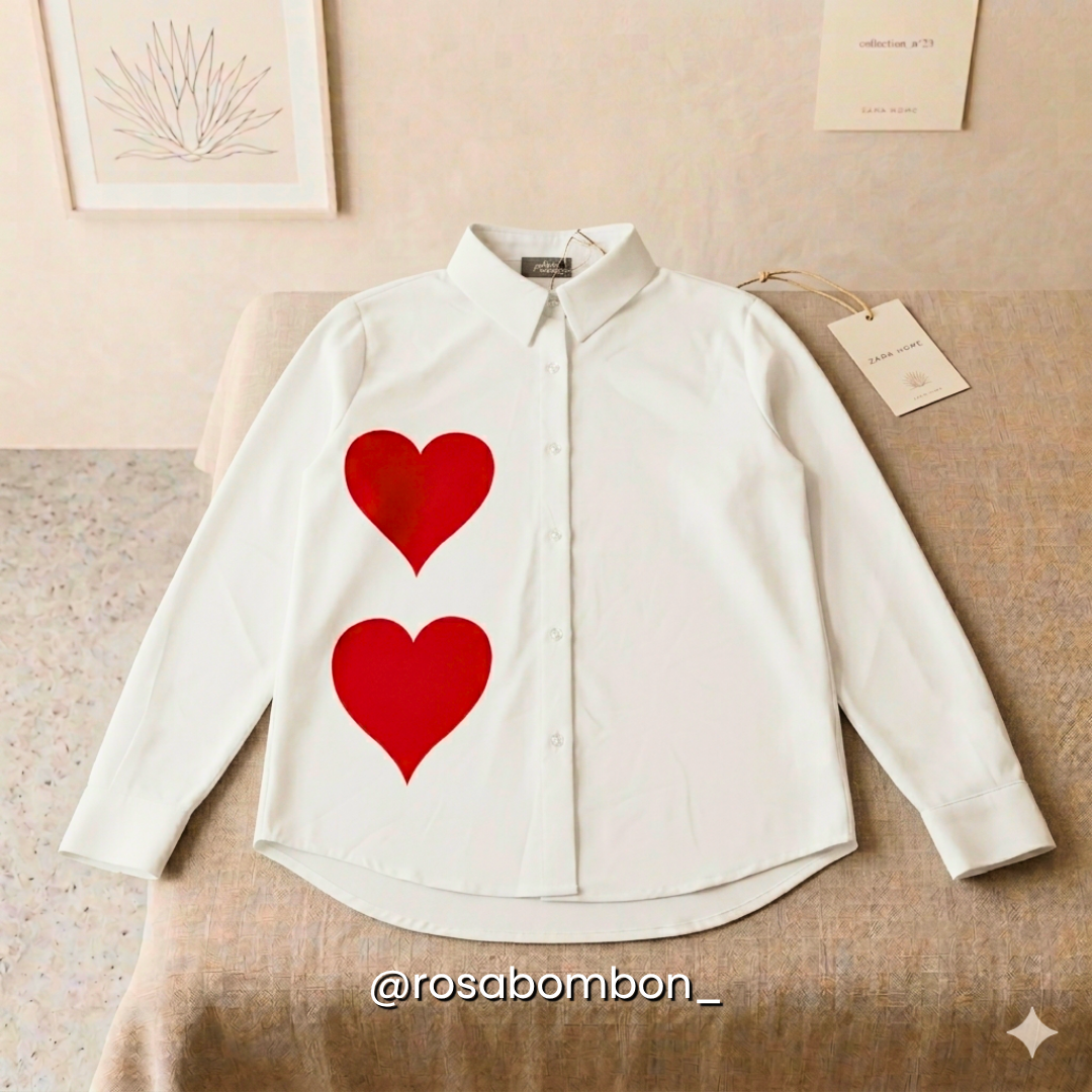 Camisa Blanca Corazones