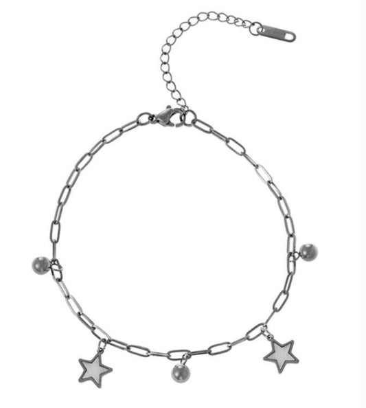Tobillera Plateada Estrellas