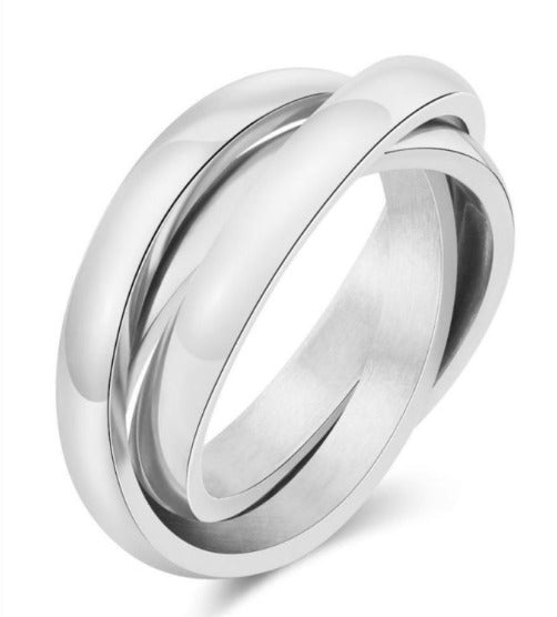 Anillo triple silver round 6