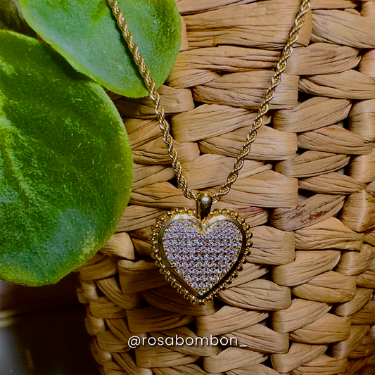 Collar Corazón Pave Dorado